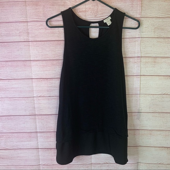 J. Crew Tops - J. Crew Black Two Layer Tank Top Size Medium